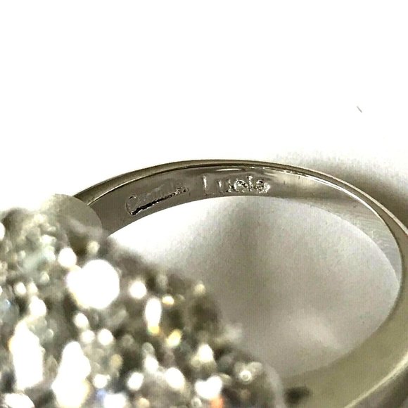 Vintage Art Deco Purple CZ Cocktail Ring Size 7 Camilla Lucia Silver Plated - Picture 9 of 12